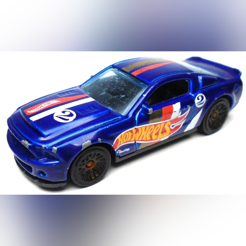 2010 HOT WHEELS '10 FORD SHELBY GT500 SUPER SNAKE #2 BLUE 2 7/8" RACE CAR